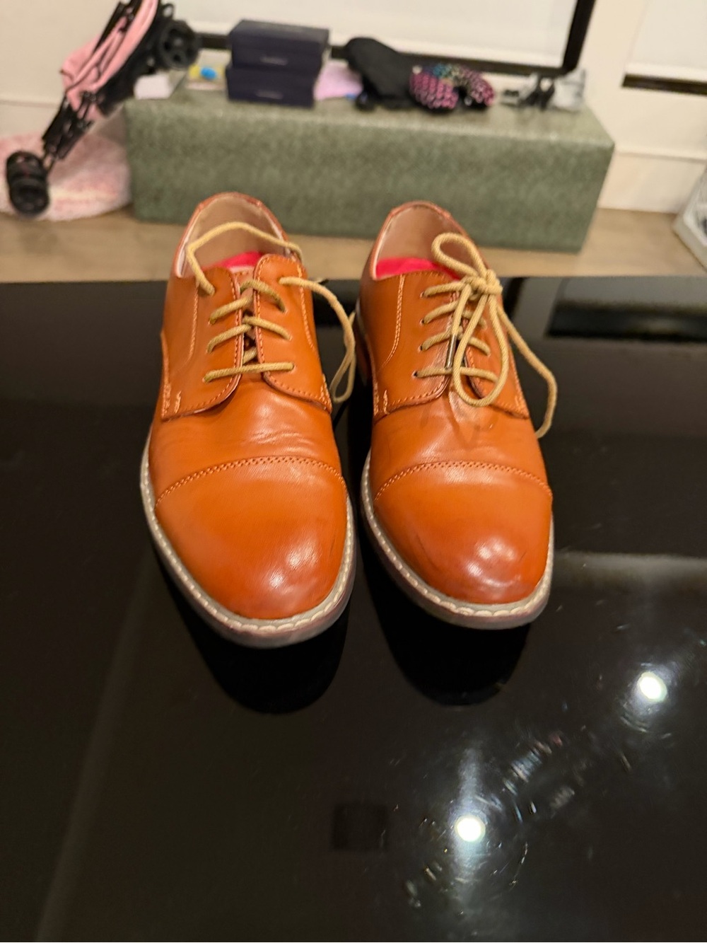 Men's Cognac Leather dress  Shoes - Classic Lace-Up size 7